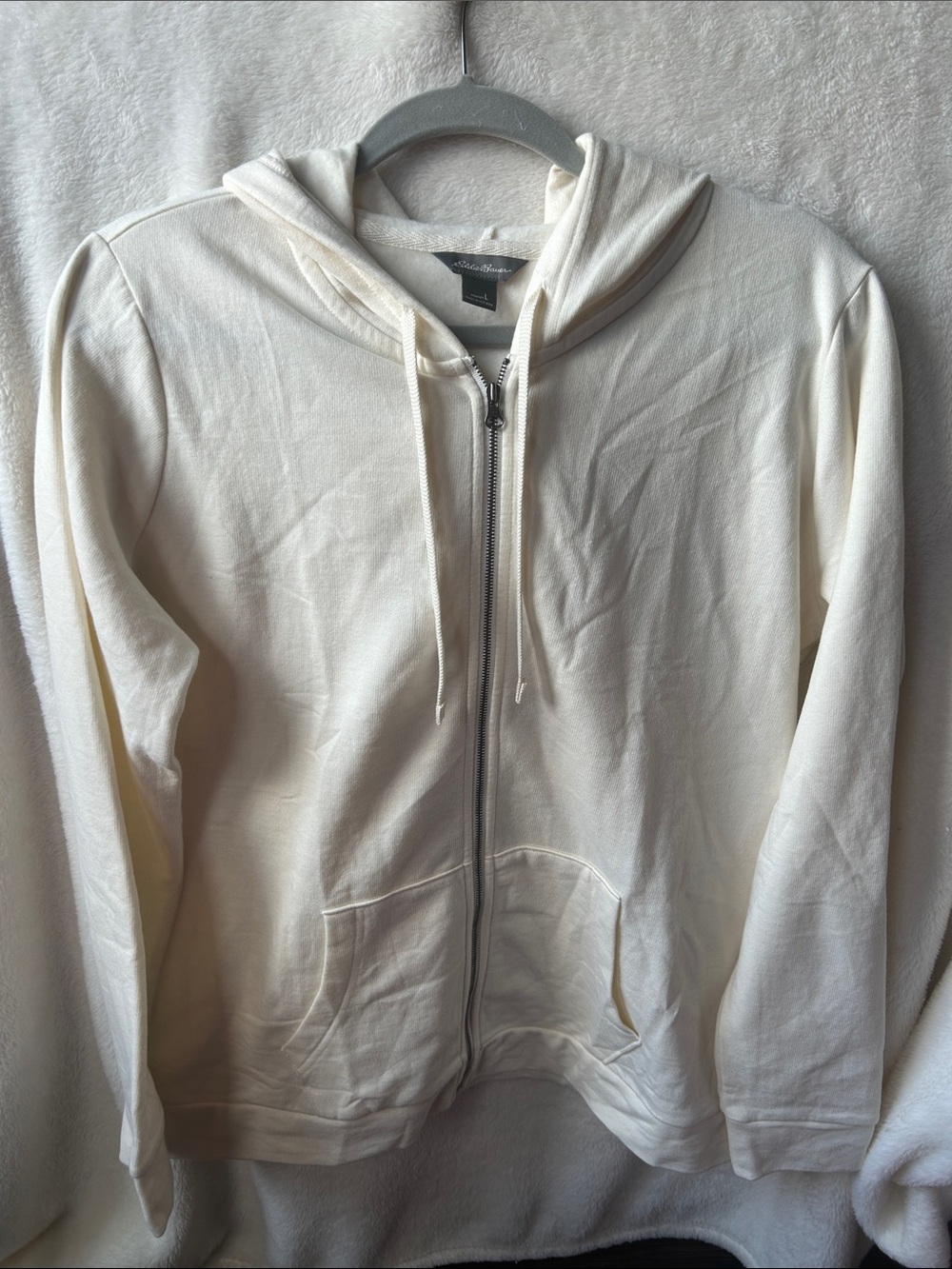 Eddie Bauer Womens Cream Zip Hoodie - Large NWOT